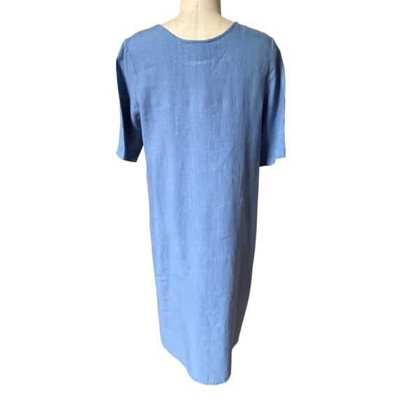 Agnes B Linen Short Sleeve Caftan Dress in Sky Blue Size 42/ US 10 - Picture 3 of 6